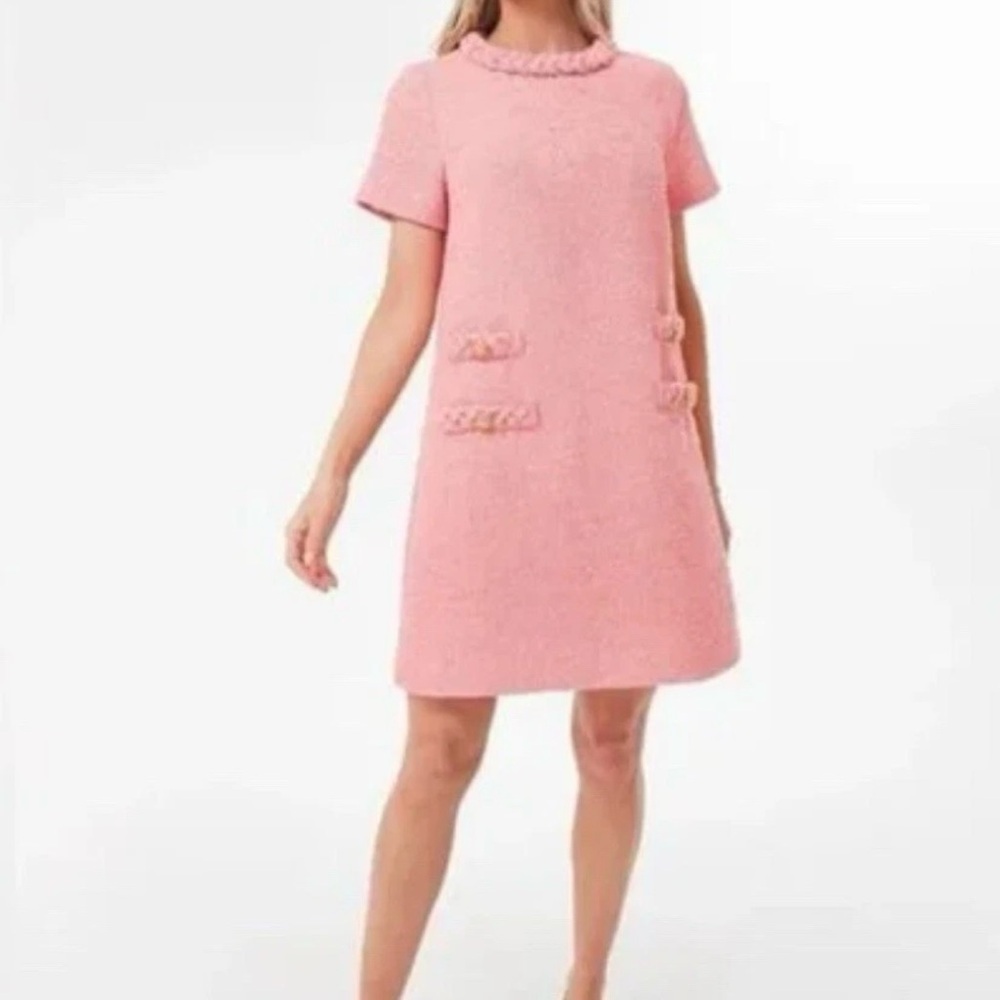 NWT Tuckernuck Jackie tweed dress pink salt XXXL Old Money garden party preppy - Picture 2 of 11
